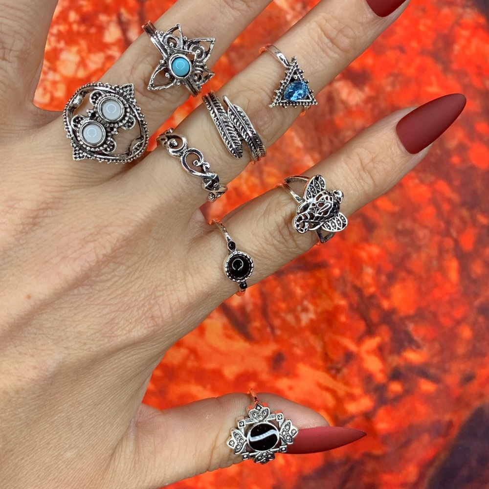 3/$10 NEW Boho Style Rings & MIDI Rings Design Mix / silver tone Bundle NWOT - Picture 2 of 7